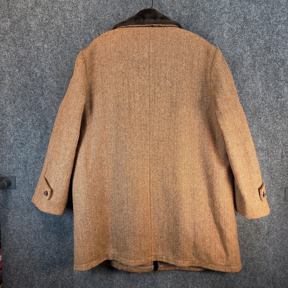 Vintage Wool Herringbone Coat Faux Fur Lined Western‎ Ranch Barn Jacket Size 44 - Picture 11 of 16